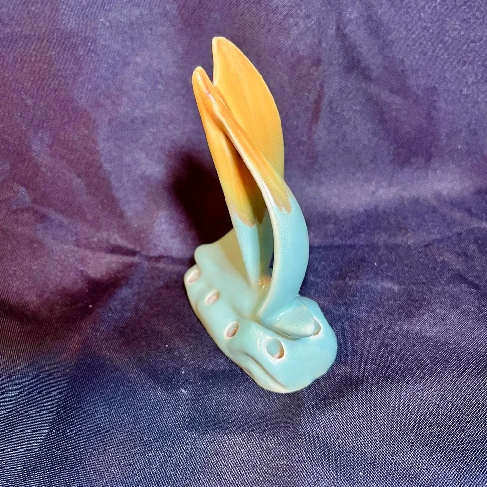 Haldeman Caliente #72 Sailboat Flower Frog California  Turquoise Sunset Glaze‎